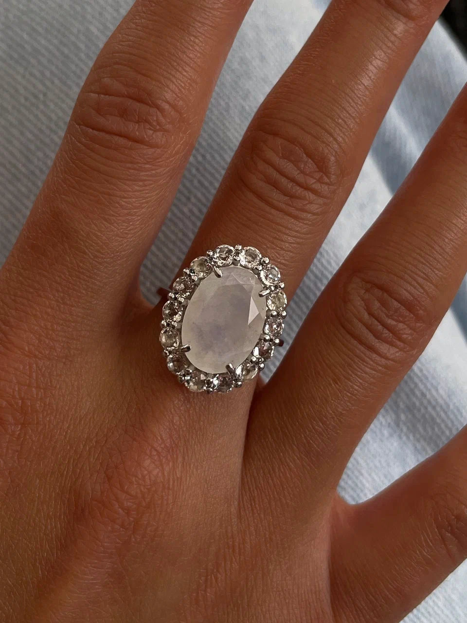 Opal moonstone ring