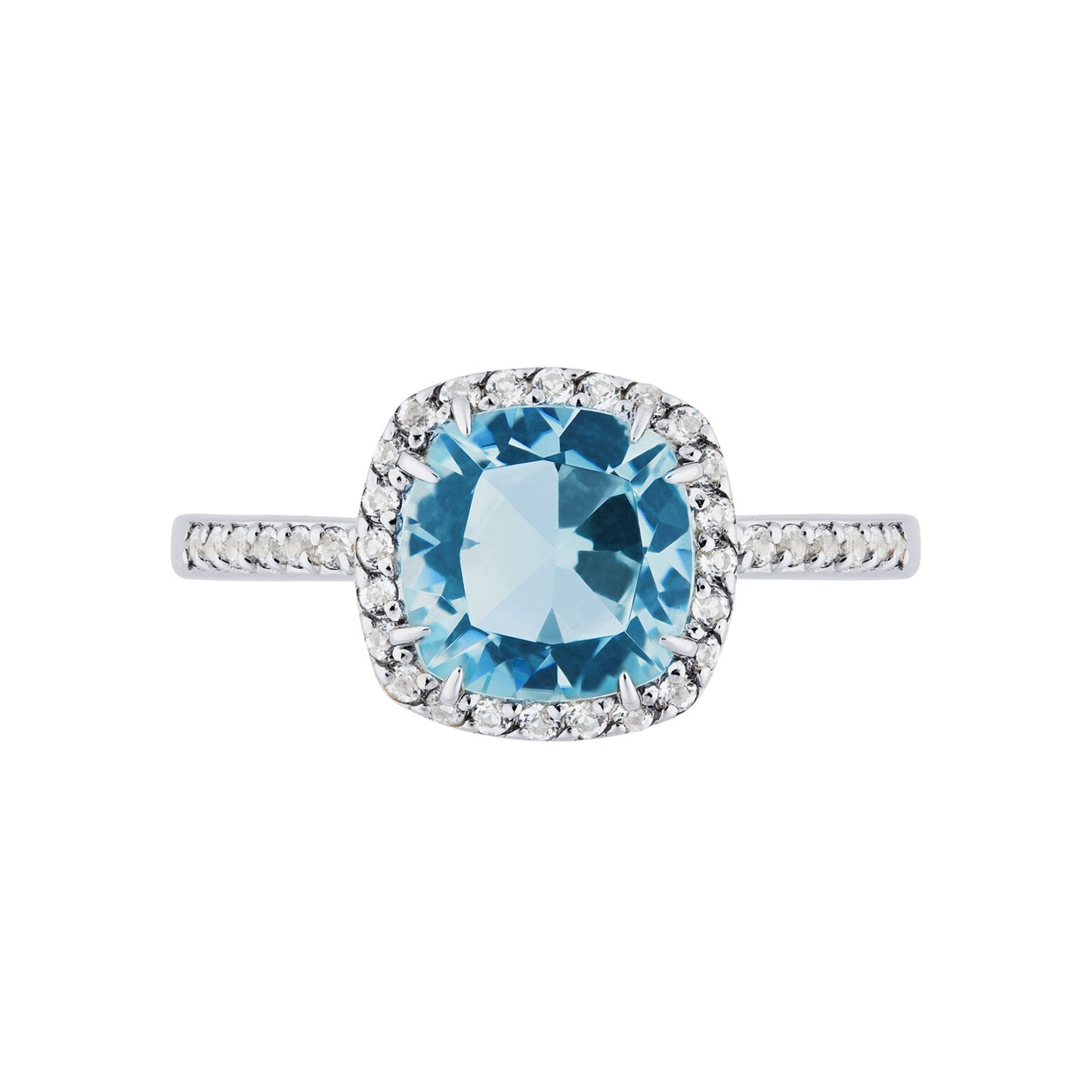 cushion cut blue topaz ring