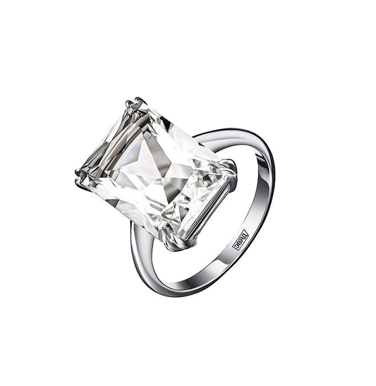 Emerald Cut Crystal Ring