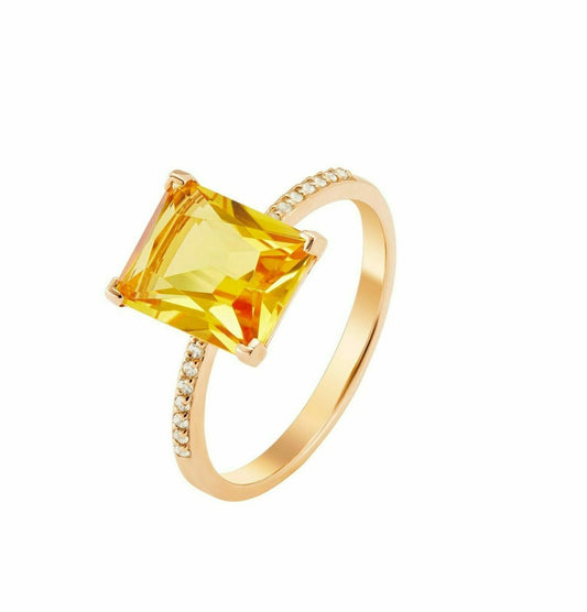 Baguette Cut yellow topaz ring