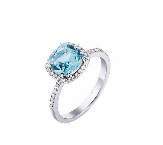 cushion cut blue topaz ring