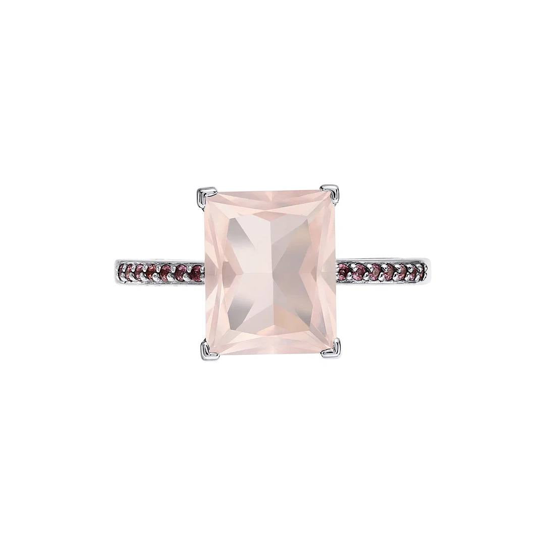 Baguette Cut Rose Quartz Ring