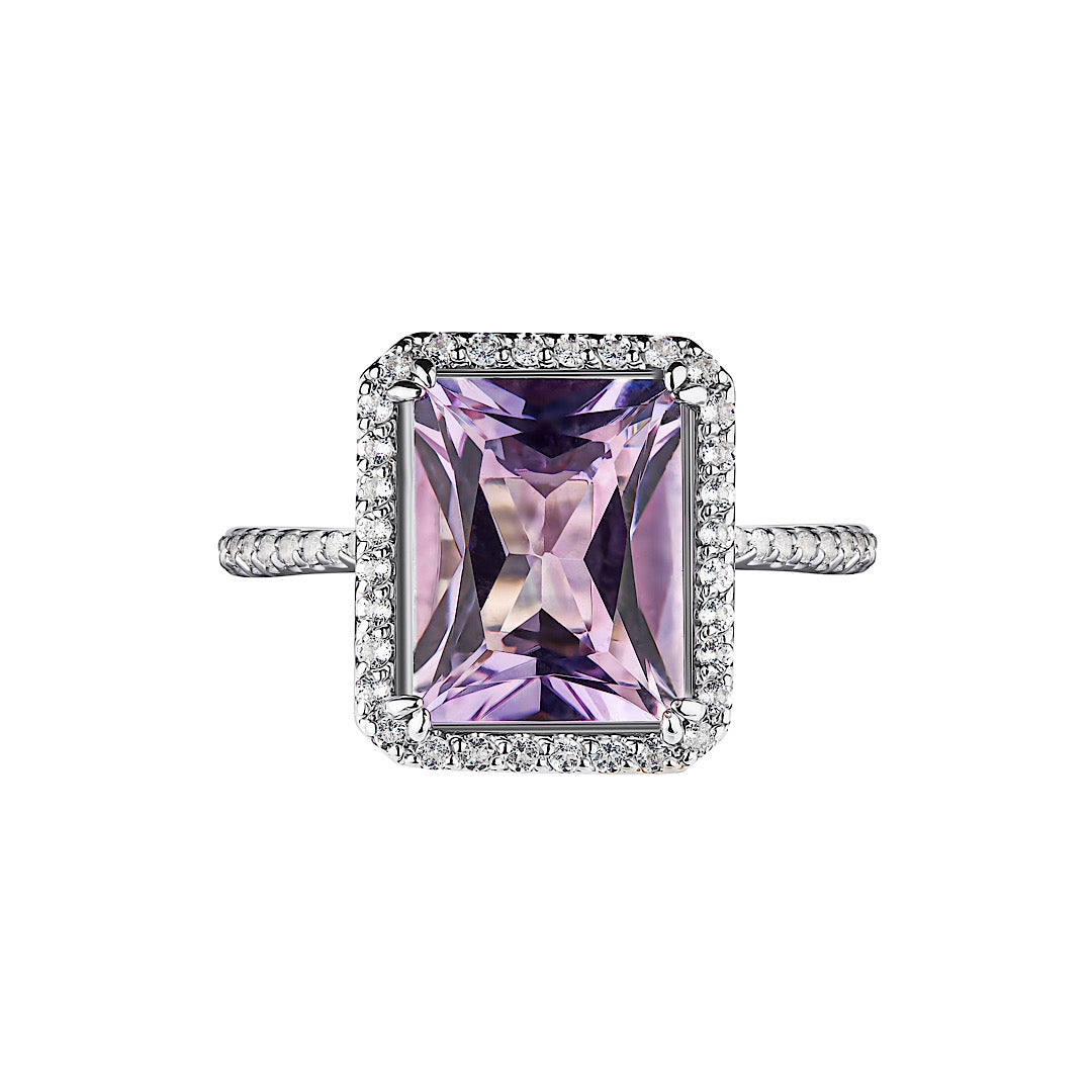 Lavender Amethyst Baguette Cut Ring