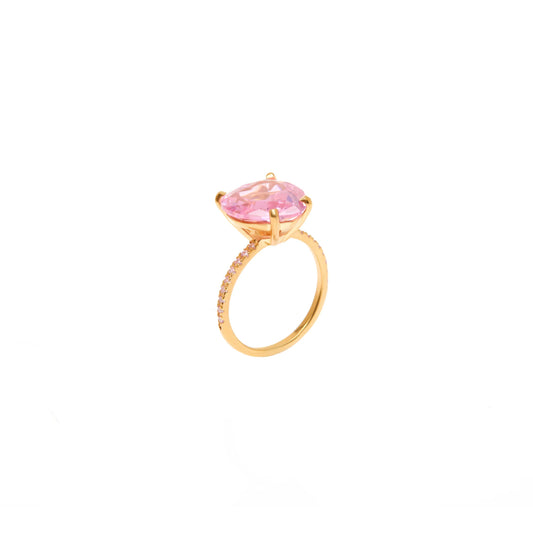 Pink heart shapped ruby ring